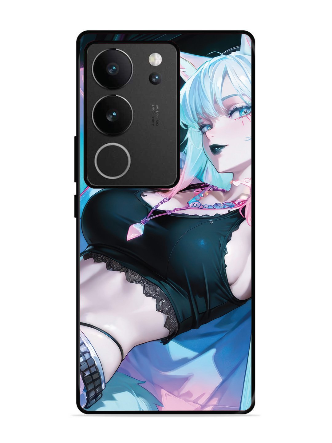 vivo v29 pro 5g anime girl fox headpohone white Hair