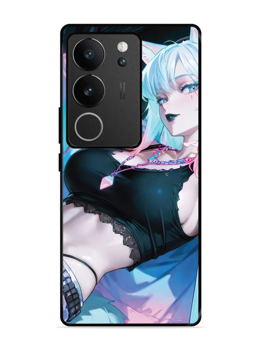 vivo v29 pro 5g anime girl fox headpohone white Hair