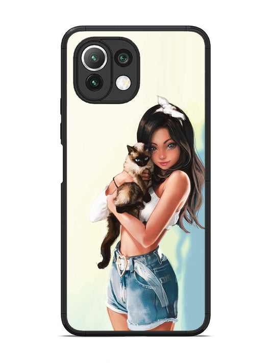 XIAOMI MI 11 LITE Cute Girl with Cat
