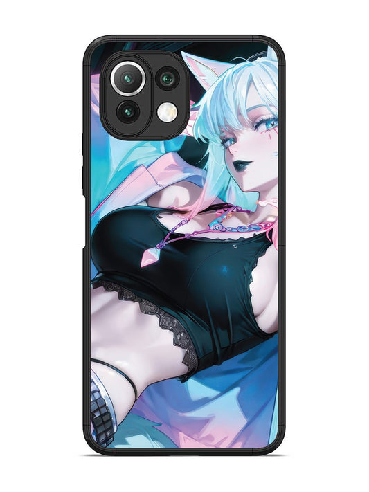 XIAOMI MI 11 LITE anime girl fox headpohone white Hair
