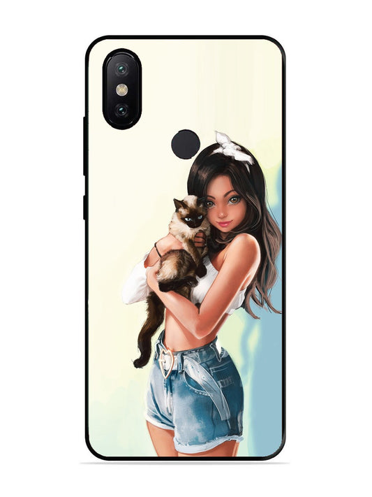 XIAOMI MI A2 Cute Girl with Cat