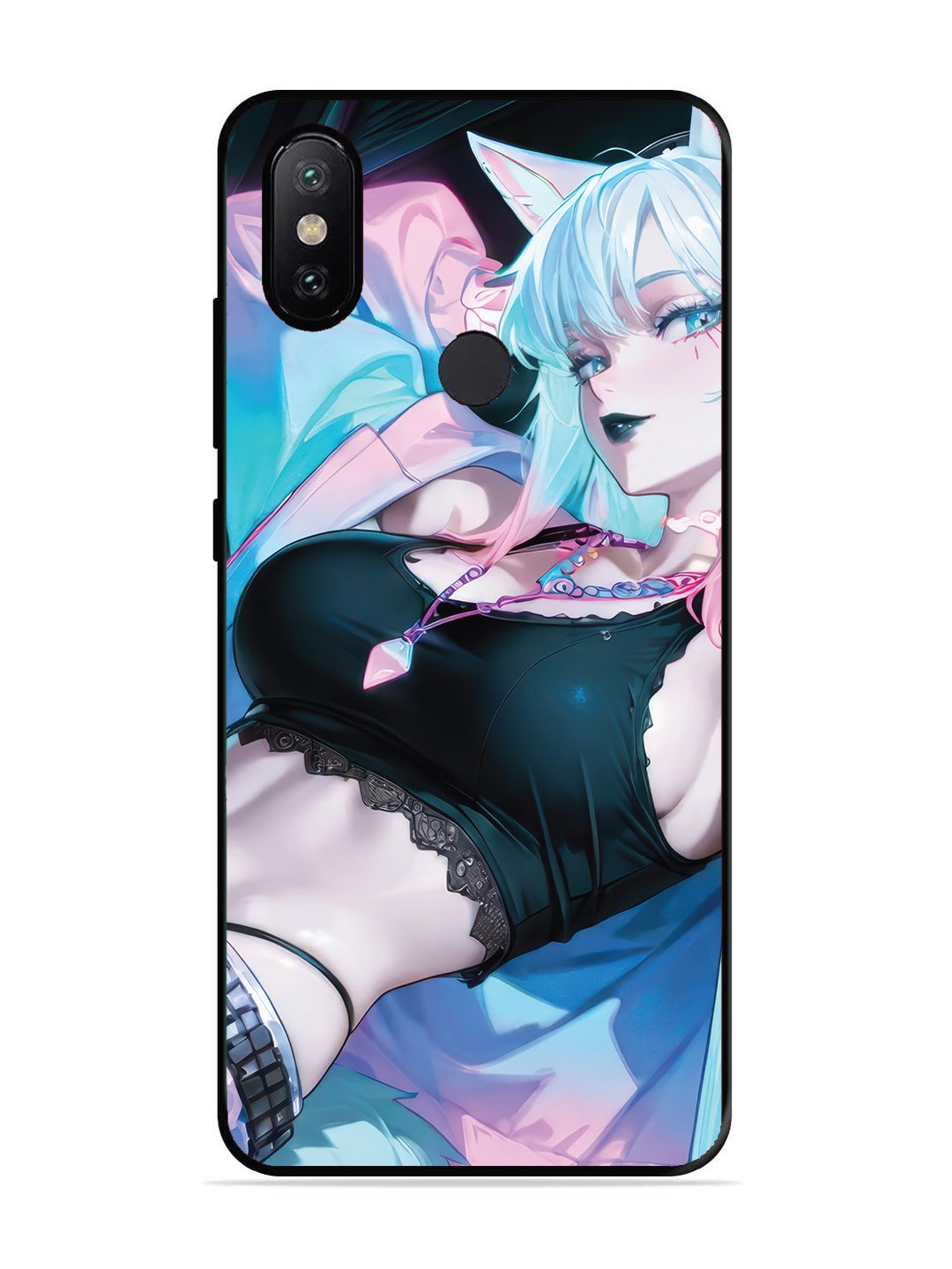 XIAOMI MI A2 anime girl fox headpohone white Hair