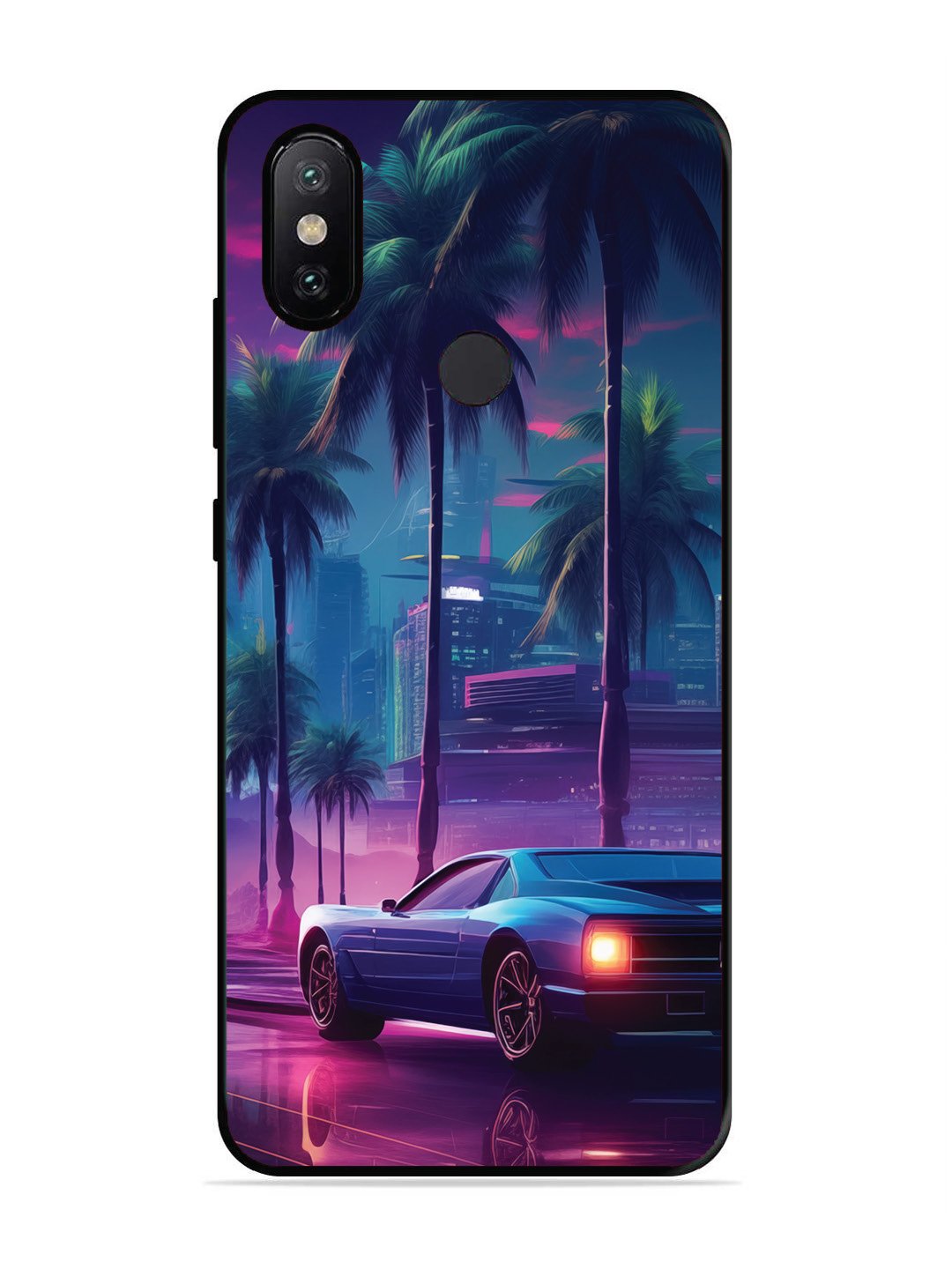 XIAOMI MI A2 sunset-sports-car-city-palm-trees