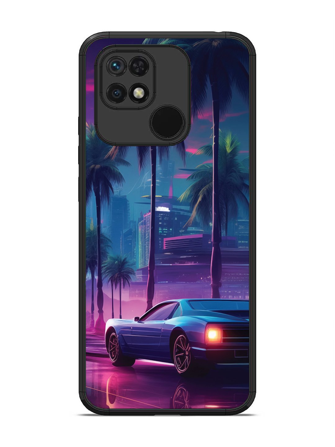 Xiaomi Redmi 10 sunset-sports-car-city-palm-trees