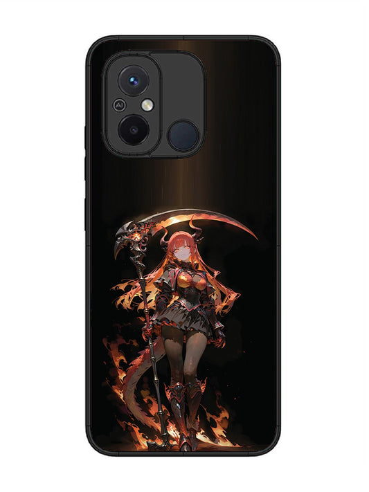 Xiaomi Redmi 12C anime-girl-sycthe-red-hair-horn