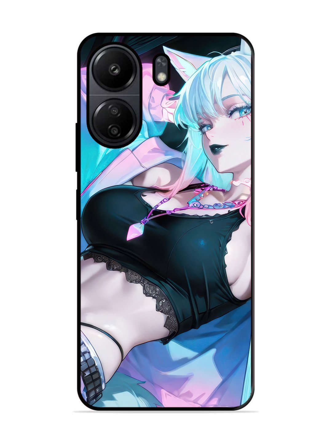 Xiaomi Redmi 13C 4G anime girl fox headpohone white Hair