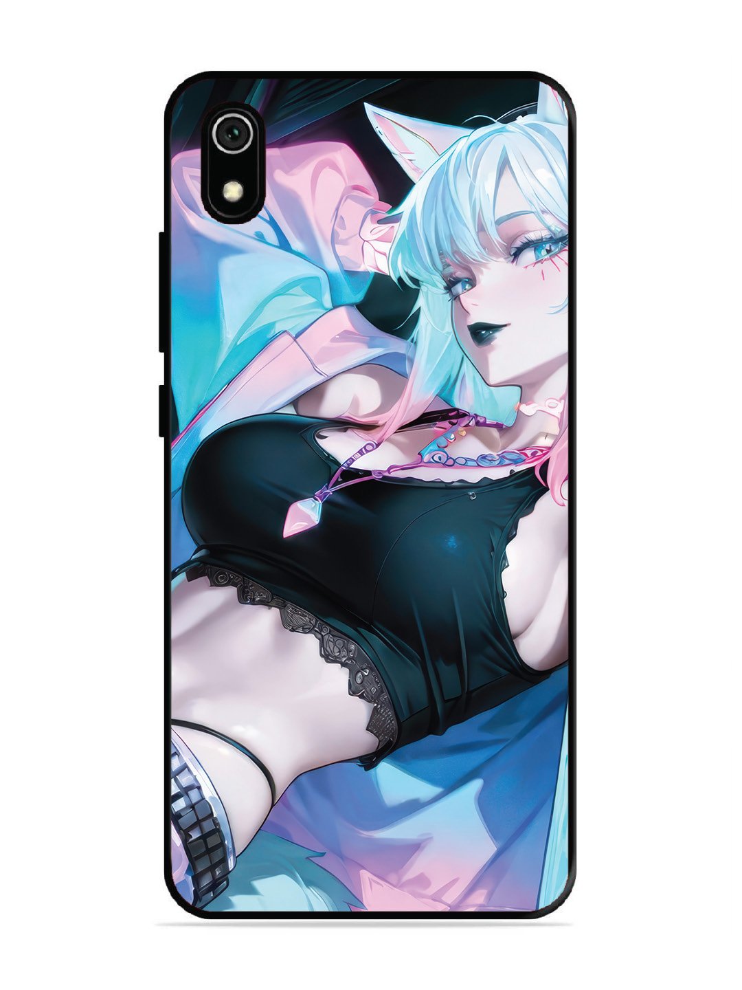 Xiaomi Redmi 7A anime girl fox headpohone white Hair