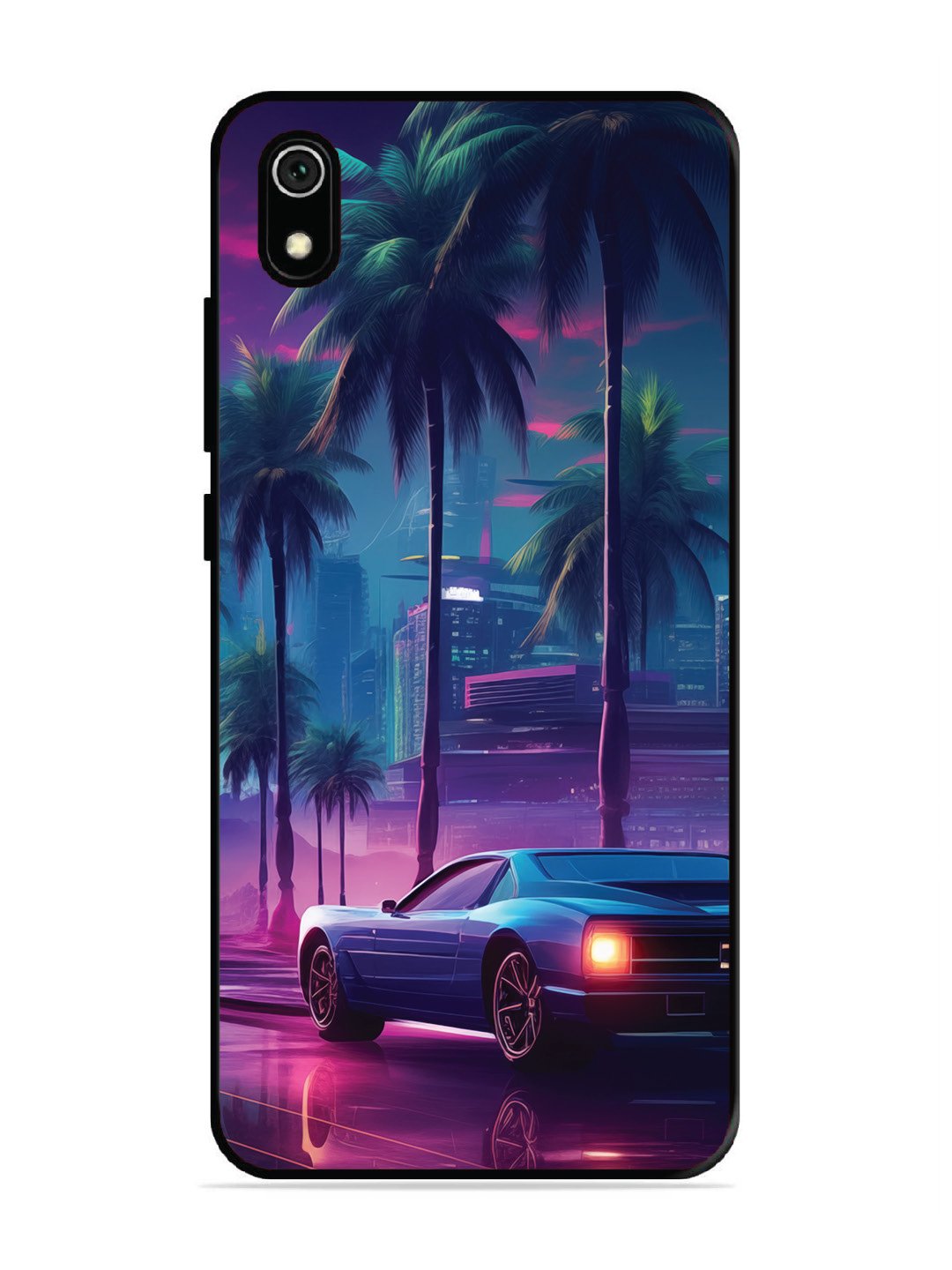 Xiaomi Redmi 7A sunset-sports-car-city-palm-trees