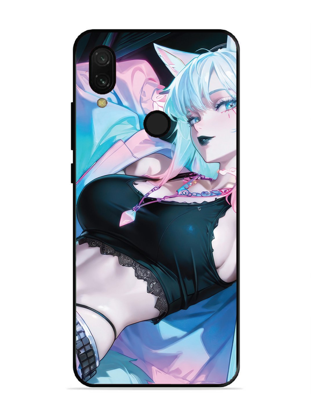 Xiaomi Redmi 7 anime girl fox headpohone white Hair