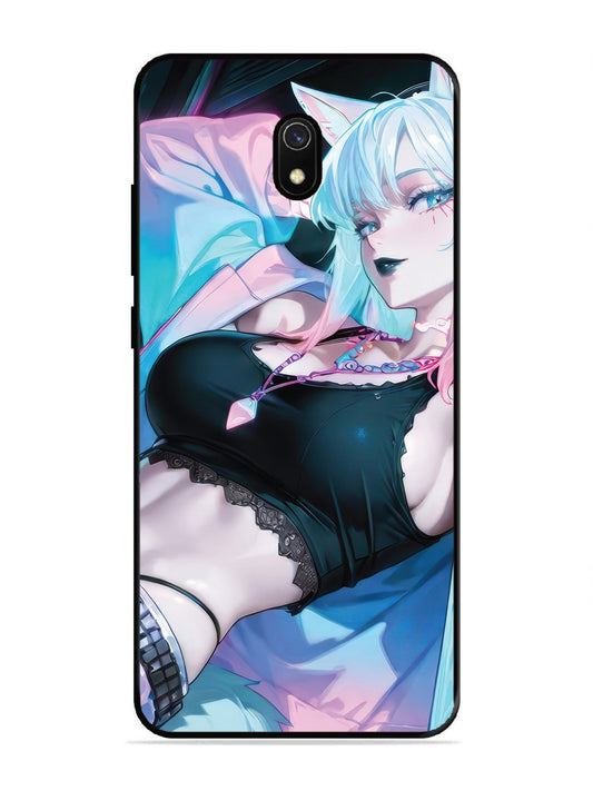 Xiaomi Redmi 8A anime girl fox headpohone white Hair