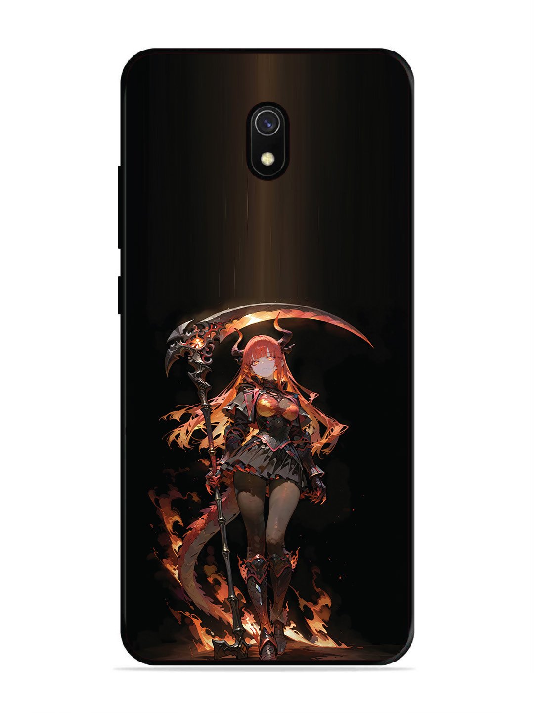 Xiaomi Redmi 8A anime-girl-sycthe-red-hair-horn