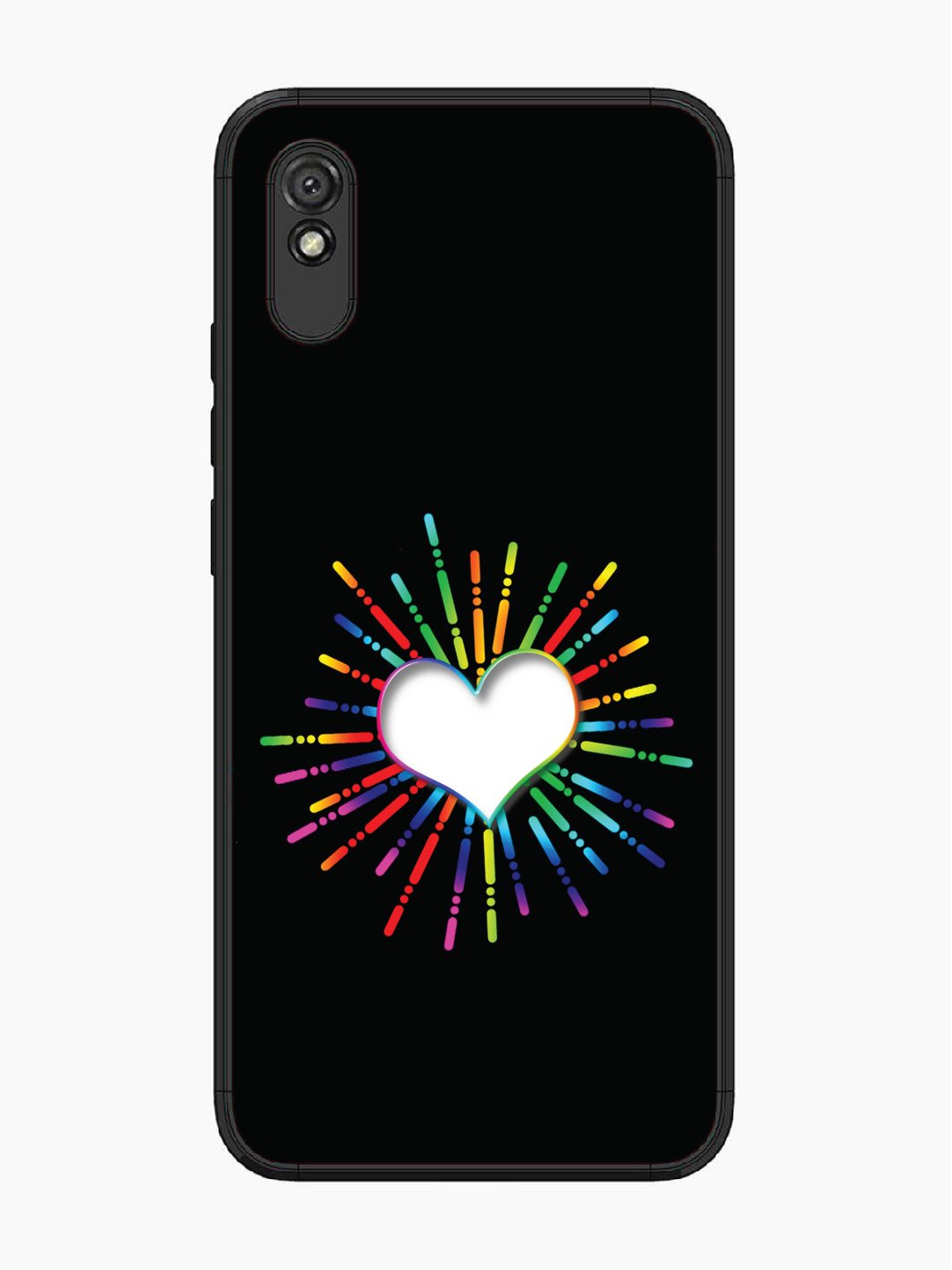 Xiaomi Redmi 9A Colourful Heart on Black