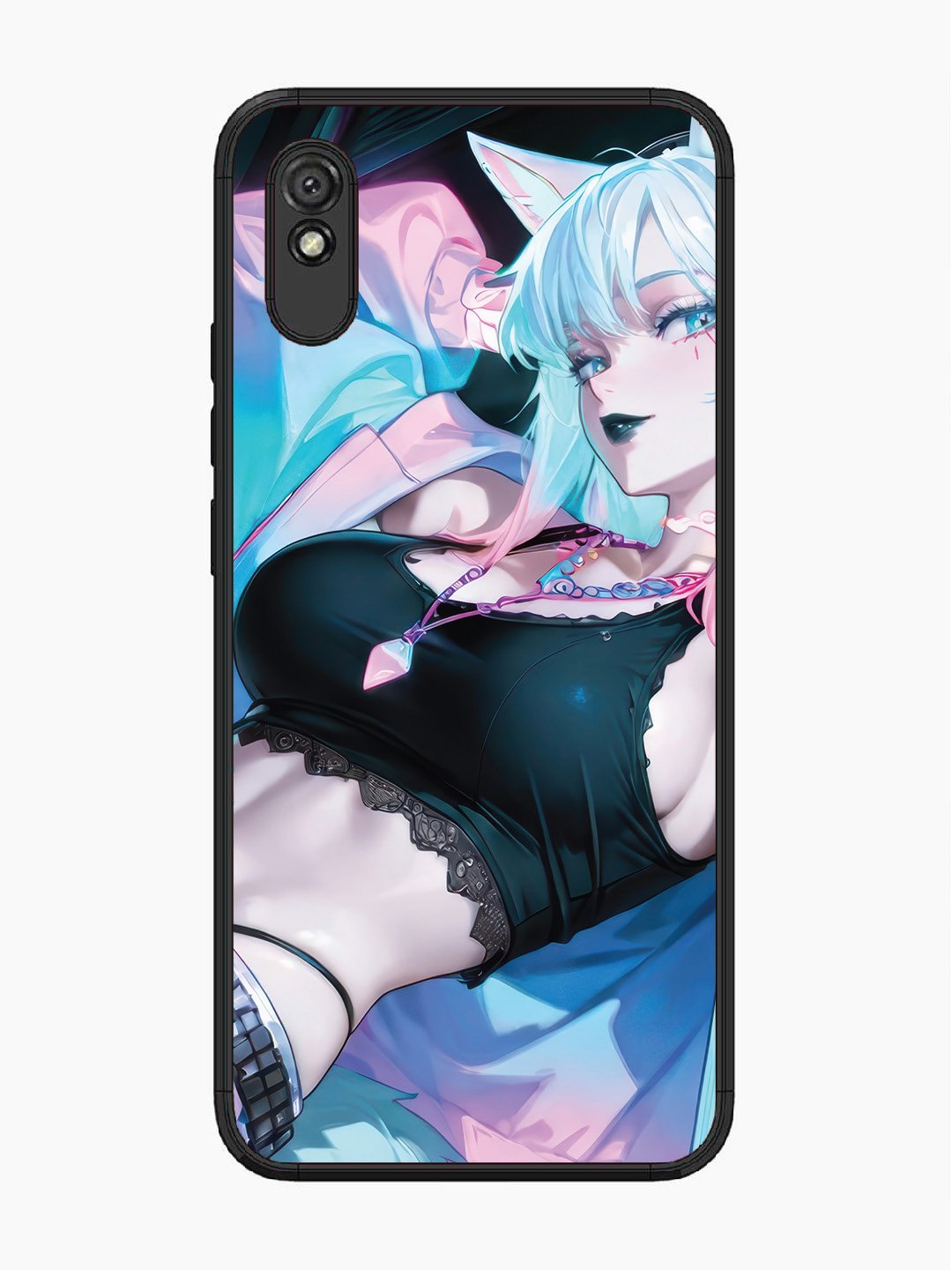Xiaomi Redmi 9A anime girl fox headpohone white Hair
