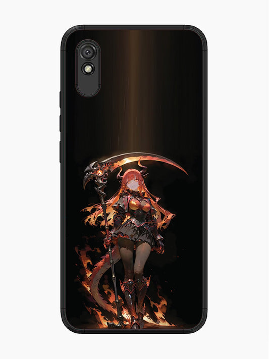 Xiaomi Redmi 9A anime-girl-sycthe-red-hair-horn