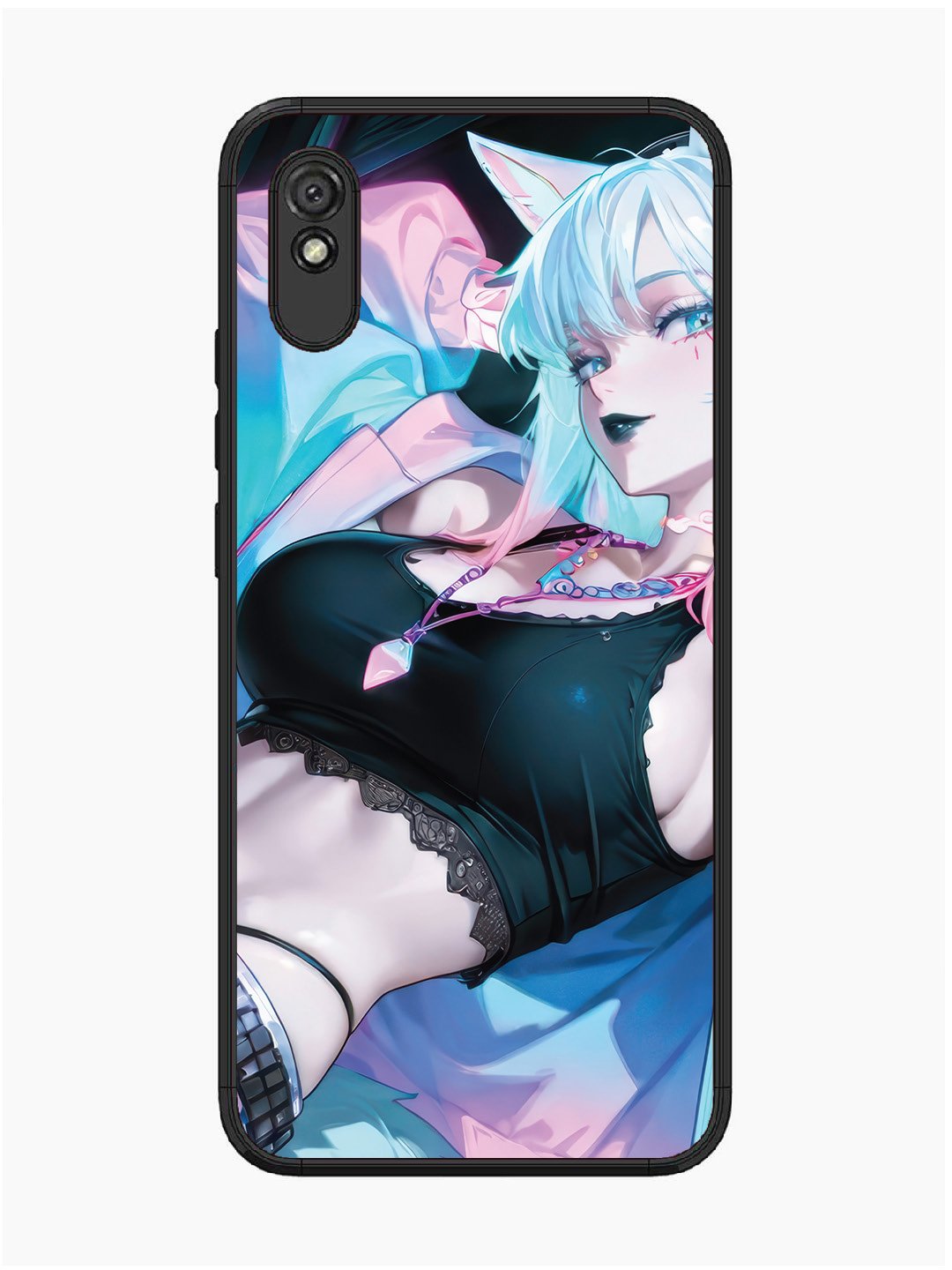 Xiaomi Redmi 9I anime girl fox headpohone white Hair