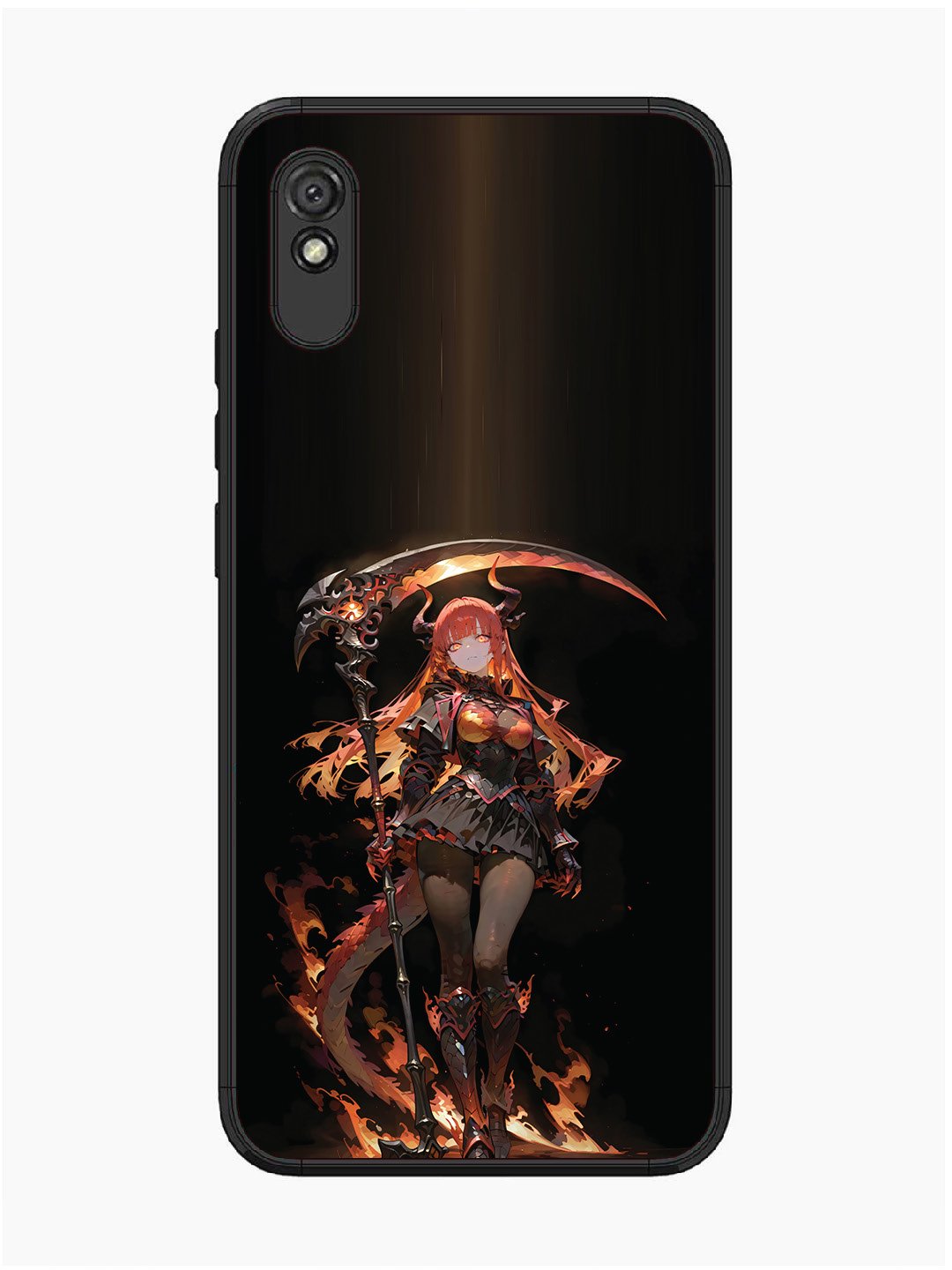 Xiaomi Redmi 9I anime-girl-sycthe-red-hair-horn
