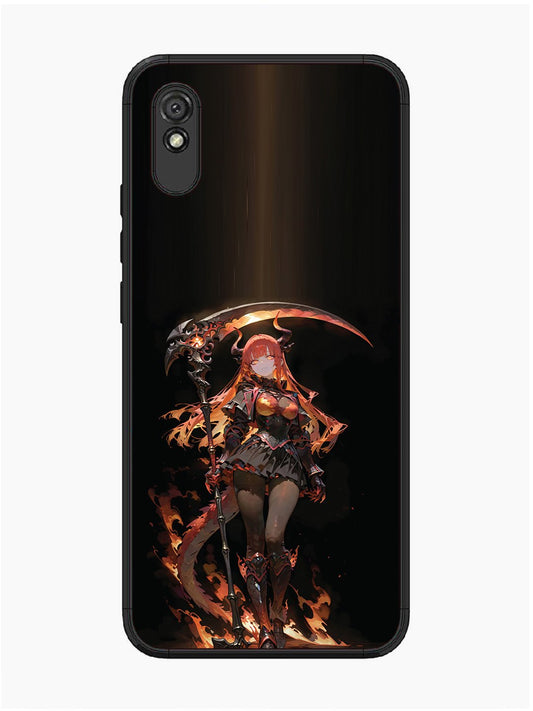 Xiaomi Redmi 9I anime-girl-sycthe-red-hair-horn