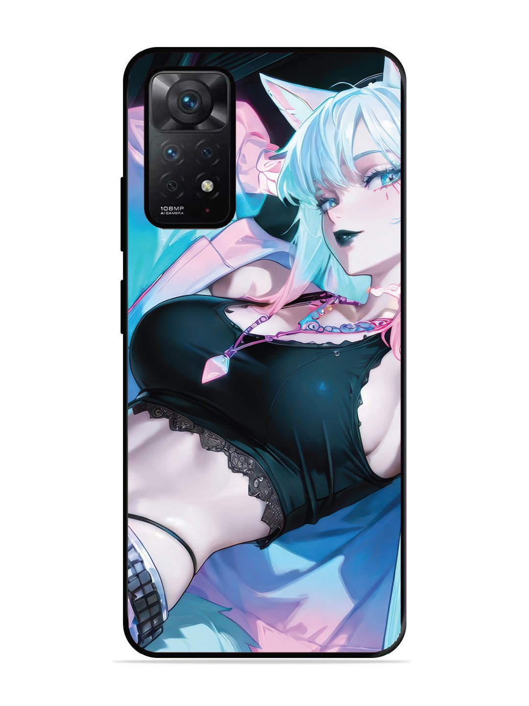 Xiaomi Redmi NOTE 11 PRO 5G anime girl fox headpohone white Hair
