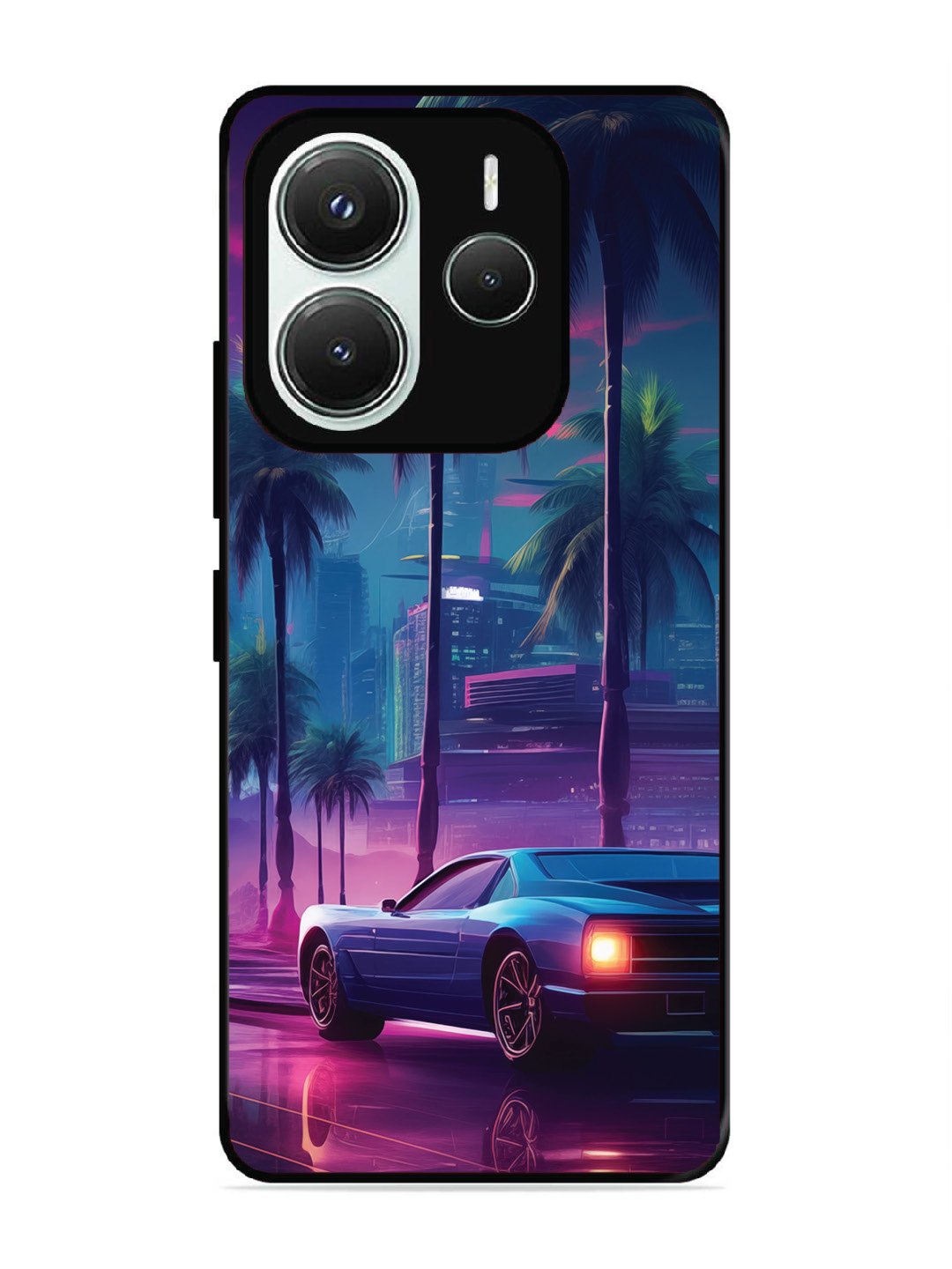 Xiaomi Redmi NOTE 14 5G sunset-sports-car-city-palm-trees