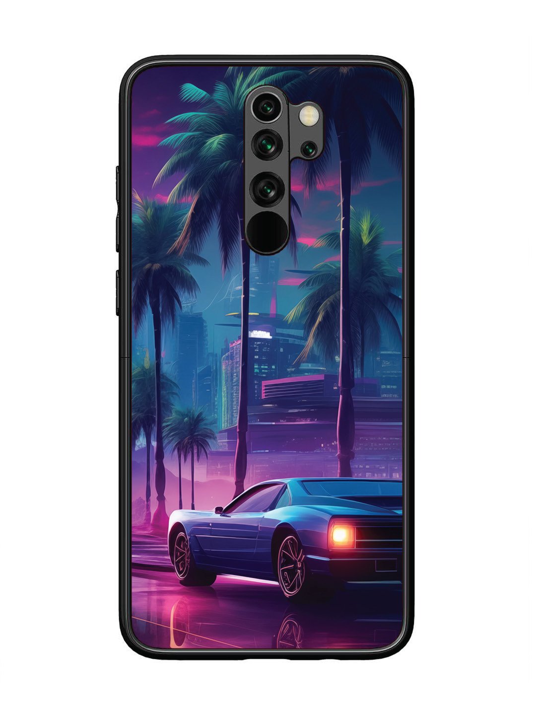 Xiaomi Redmi NOTE 8 PRO sunset-sports-car-city-palm-trees