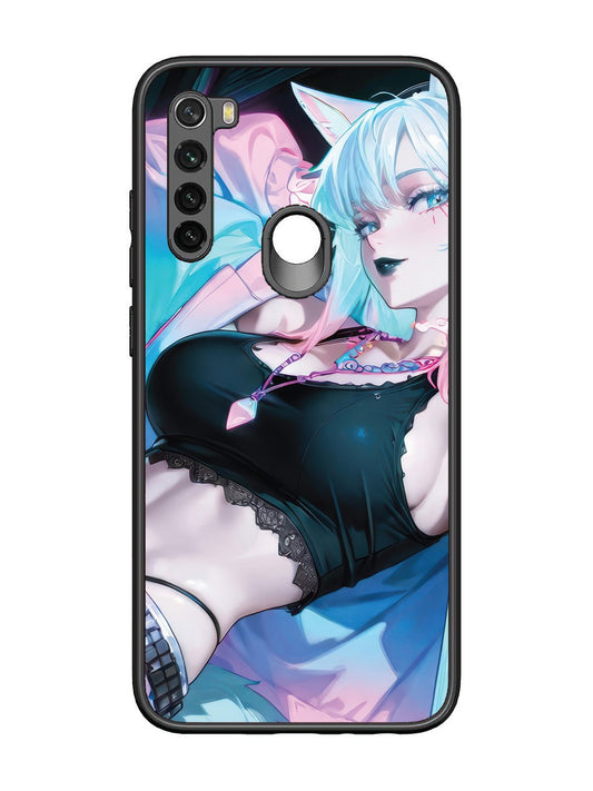 Xiaomi Redmi NOTE 8 anime girl fox headpohone white Hair