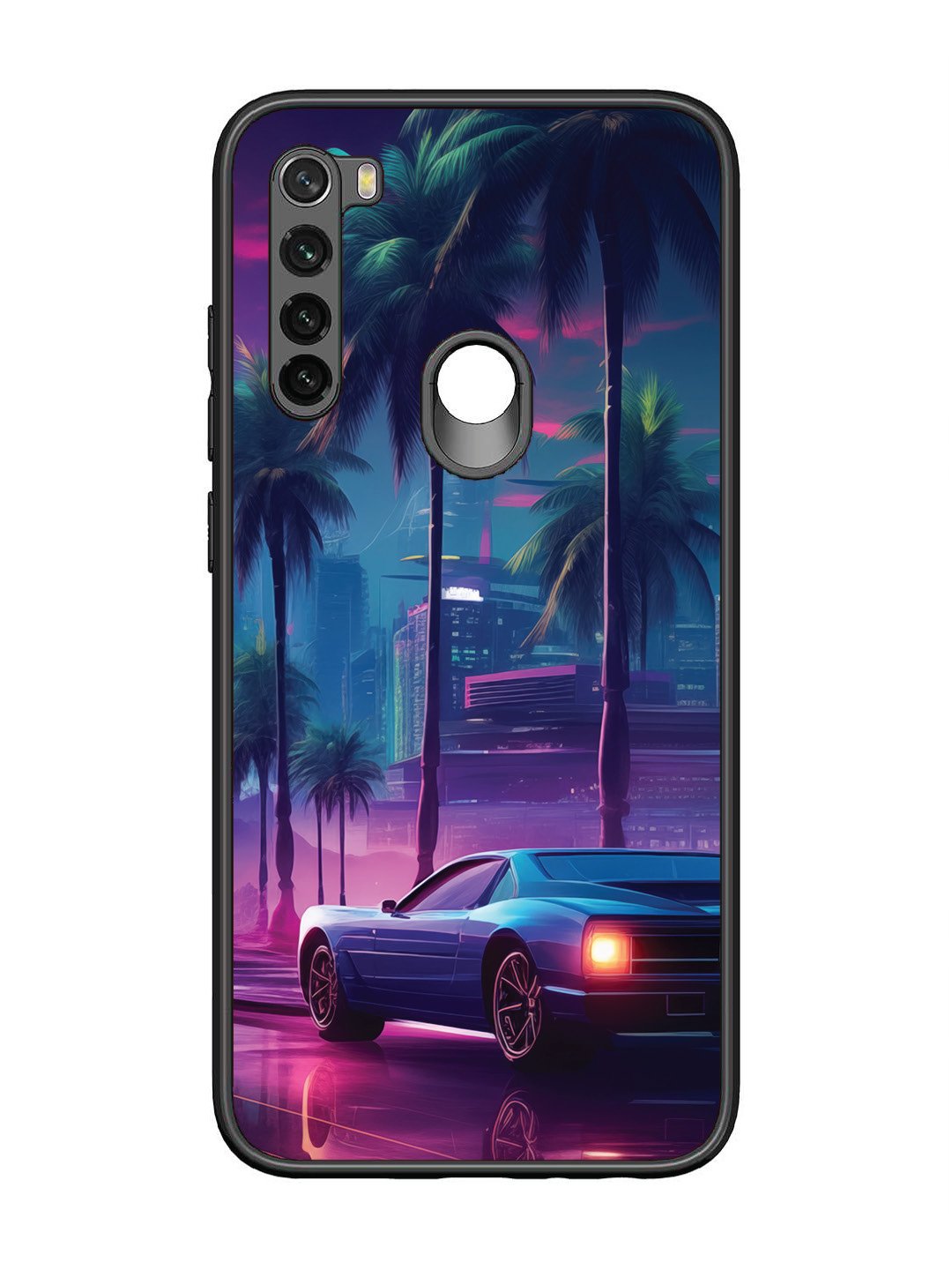 Xiaomi Redmi NOTE 8 sunset-sports-car-city-palm-trees