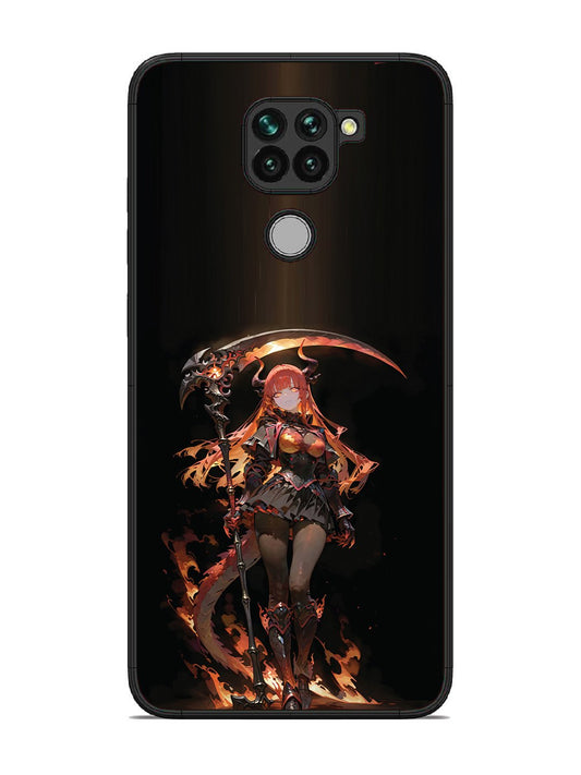 Xiaomi Redmi NOTE 9 anime-girl-sycthe-red-hair-horn