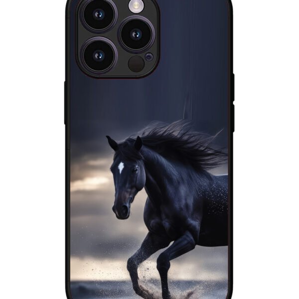 Iphone 14 Pro | 2D Metal | Black-Horse-Animal | LC302