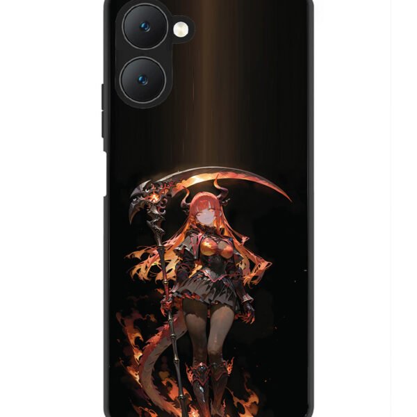 Vivo Y18 5G | 2D Metal | Anime-Girl-Sycthe-Red-Hair-Horn | LC308